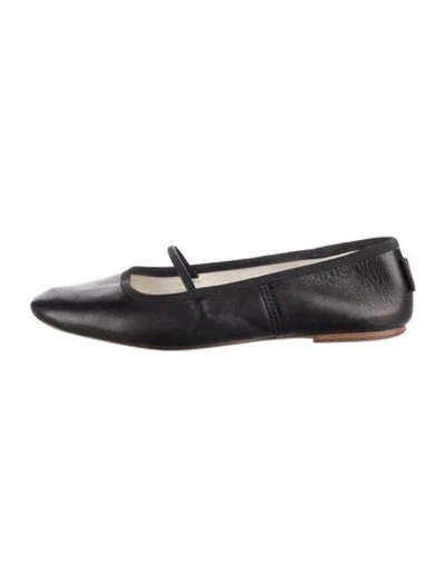 Pre-owned A.p.c. Leather Mary Jane Flats In Black