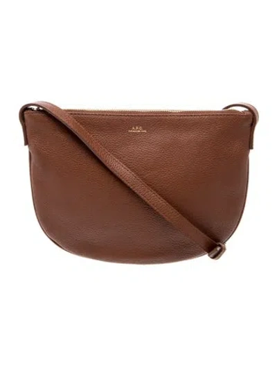 Pre-owned A.p.c. Leather Messenger Bag In Burgundy