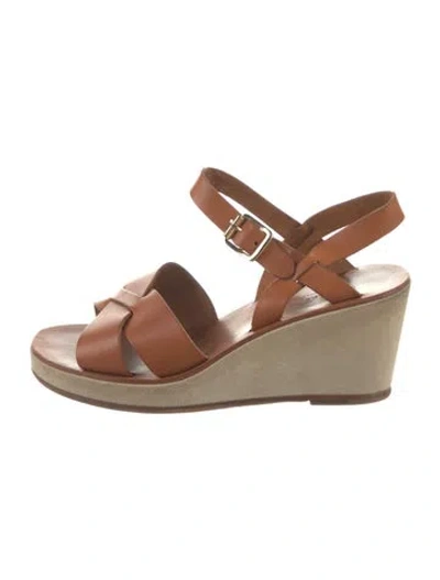 Pre-owned A.p.c. Leather Sandals In Brown/neutrals/silver