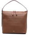 Apc Brown Leather Vera Shoulder Bag A.p.c. In Burgundy
