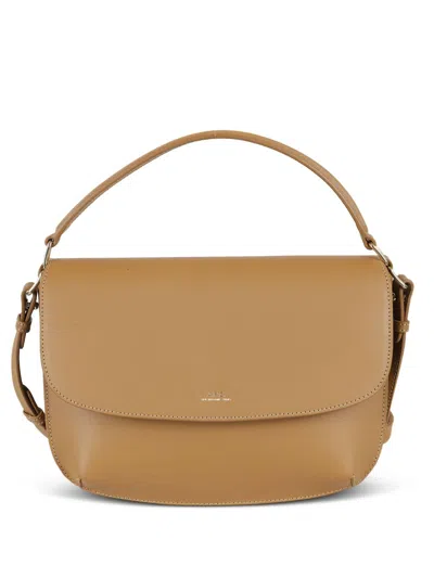 Apc A.p.c. Beige Smooth Leather Shoulder Bag In Brown