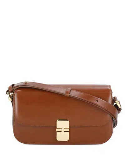 Apc Leather Shoulder Bag In Brown