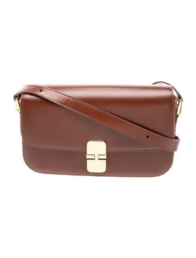 Pre-owned A.p.c. Leather Shoulder Bag In Brown
