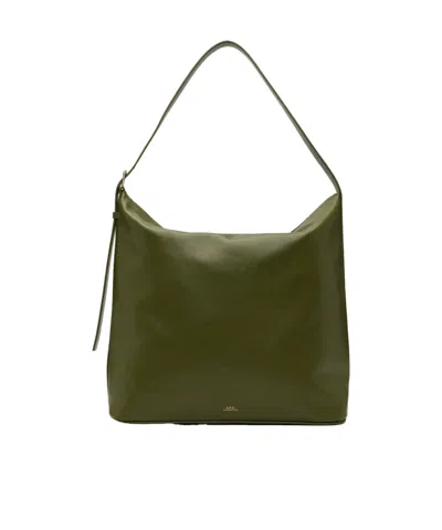 Apc Leather Shoulder Bag In Green