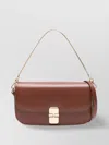 Apc Leather Shoulder Bag With Detachable Strap And Chain Handle In Brown