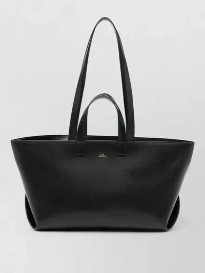 A.p.c. Leather Shoulder Tote Bag Detachable Pouch In Black