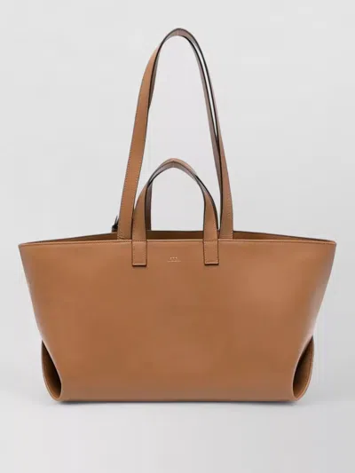 Apc Leather Shoulder Tote Bag Double Handle In Brown
