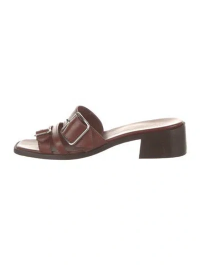 Pre-owned A.p.c. Leather Slides In Brown