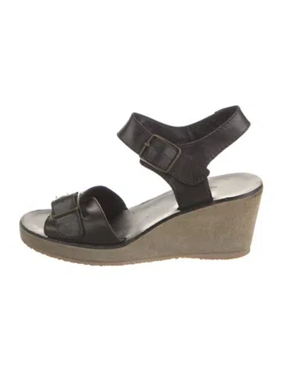 Pre-owned Apc Leather Slingback Sandals In Black