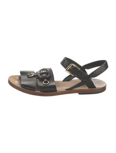 Pre-owned A.p.c. Leather Slingback Sandals In Black