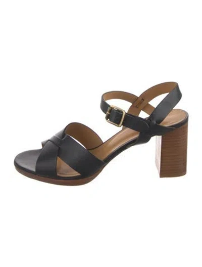 Pre-owned A.p.c. Leather Slingback Sandals In Black