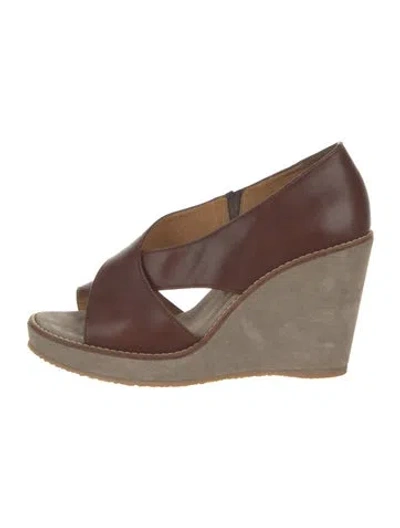 Pre-owned A.p.c. Leather Slingback Sandals In Brown