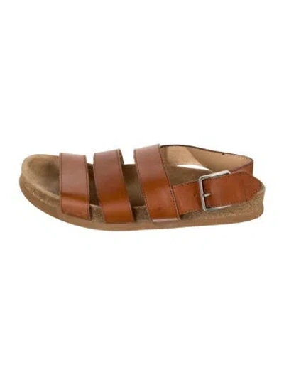 Pre-owned A.p.c. Leather Slingback Sandals In Brown
