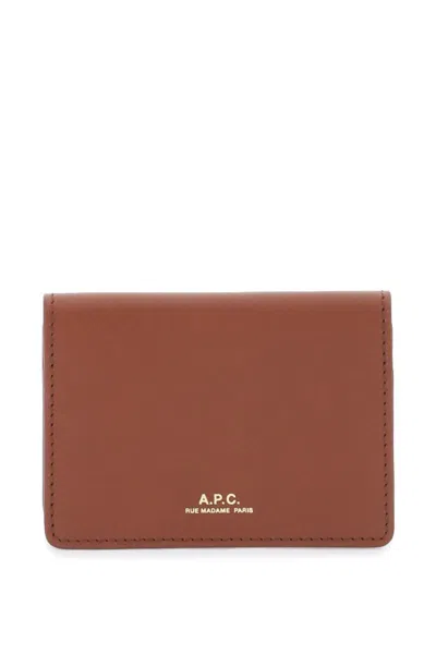 Apc A.p.c. Leather Stefan Card Holder In Brown