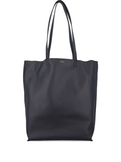 Apc Leather Tote Bag In Black