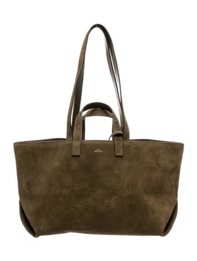 Pre-owned A.p.c. Leather Tote In Green