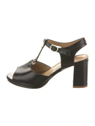Pre-owned A.p.c. Leather T-strap Sandals In Black