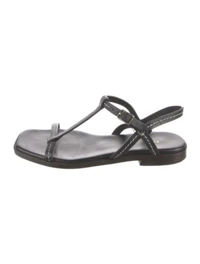 Pre-owned Apc Leather T-strap Sandals In Black