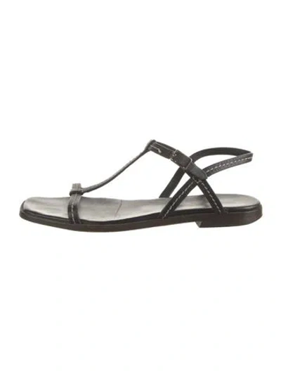 Pre-owned A.p.c. Leather T-strap Sandals In Black