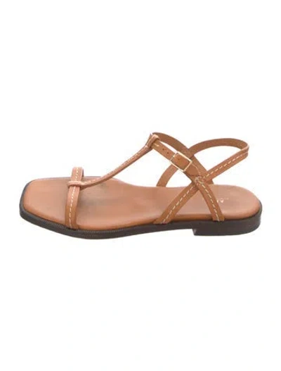 Pre-owned Apc Leather T-strap Sandals In Orange