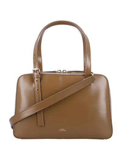 Apc A.p.c. Leather Virginie Box Bag In Brown