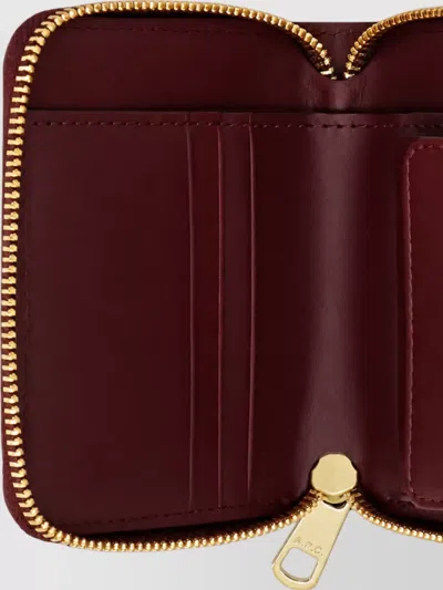 A.p.c. Leather Zip Wallet In Red