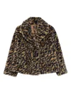 Apc Leopard-print Double-breasted Jacket In Brown
