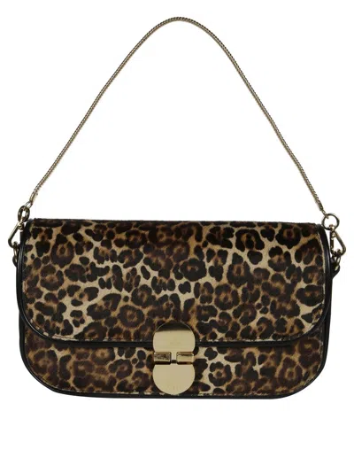 Apc Leopard Print Leather Clutch In Brown