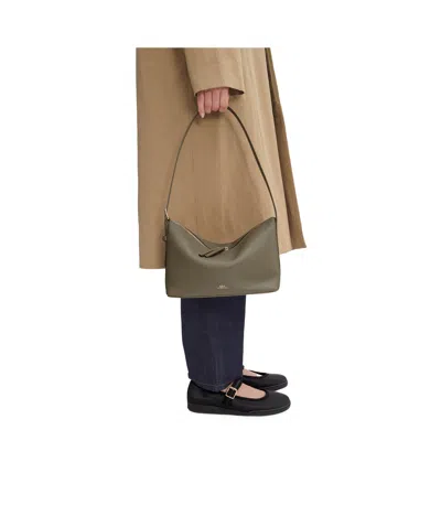 Apc Letter Detail Shoulder Bag In Brown
