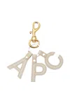 Apc Letter Leather Keyring In Gold