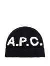 Apc Lettering Knitted Beanie In Black