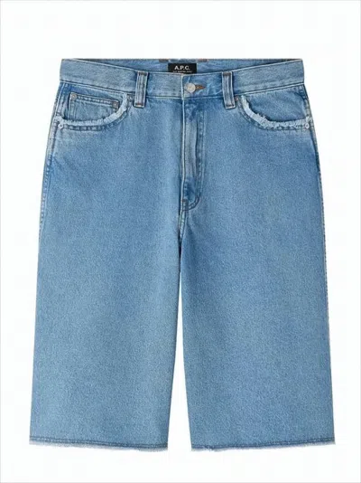 Apc Light Blue Denim Shorts In Multi
