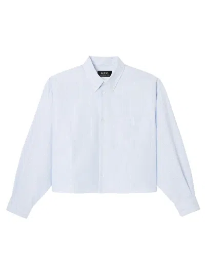 A.p.c. A. P.c. Women Light Blue Regular Stripes Shirt, L Luxury Shirts For Women Darveys In White