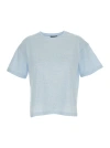 Apc A.p.c. Light-blue Round Neck T-shirt With Printed Logo In Cotton Woman In Blue