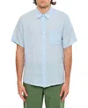 Apc Light Blue Short-sleeved Linen Bellini Shirt In Blue