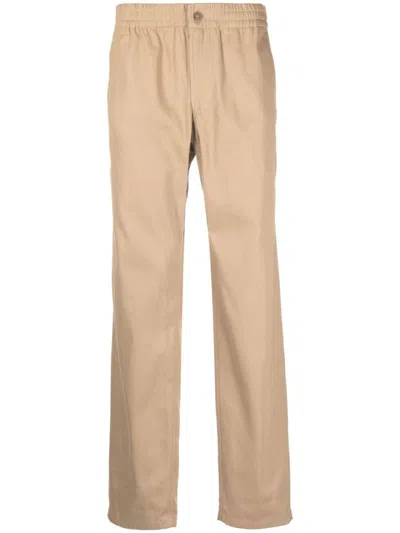 Apc Elasticated-waist Straight-leg Trousers In Light Brown