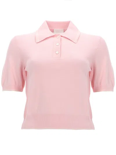 A.p.c. Short-sleeved Knitted Polo Top In Pink