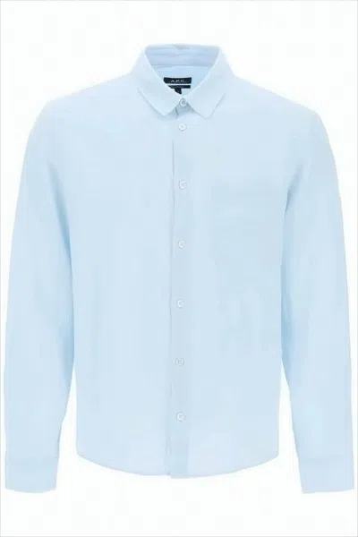 Apc Lightweight Linen Long-sleeve Shirt In Blue