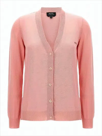 Apc Lightweight V-neck Cardigan With Button-down Front In Pink