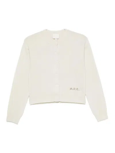 A.p.c. Lila Logo Cardigan In White