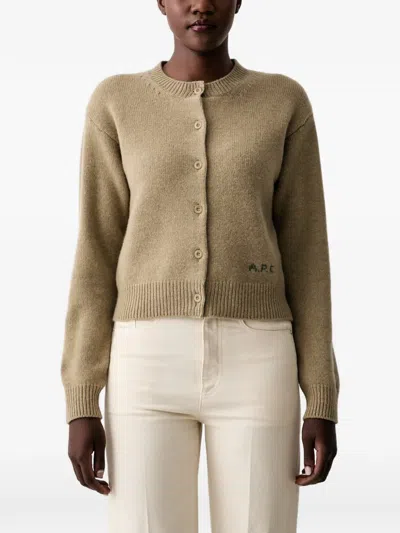 A.p.c. Lila Logo-embroidered Cardigan In Neutral