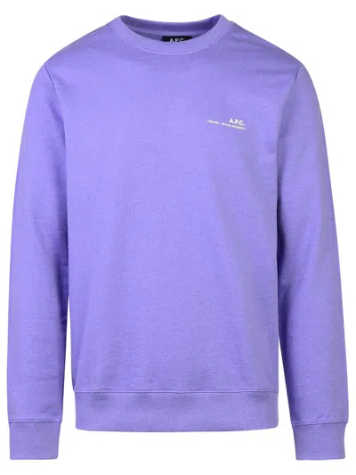 Apc A.p.c. Logo Printed Crewneck Sweater In Purple
