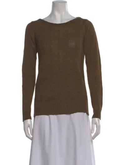 Pre-owned A.p.c. Linen Bateau Neckline Top In Brown