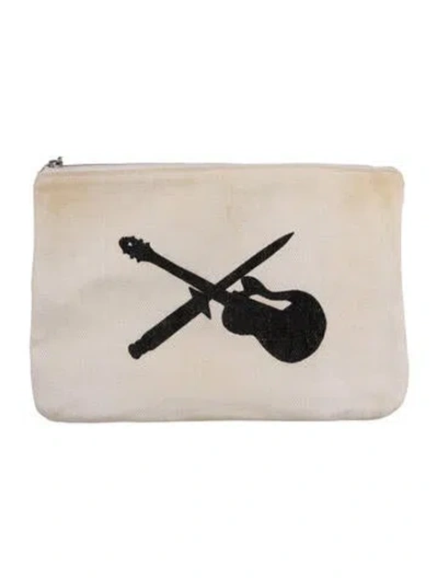 Pre-owned A.p.c. Linen Canvas Zip Pouch In Neutrals