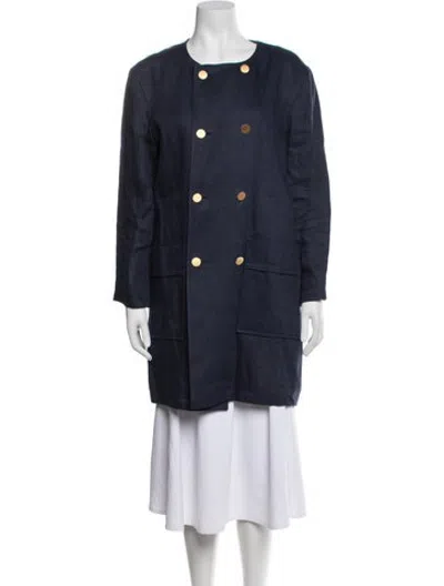 Pre-owned A.p.c. Linen Coat In Blue
