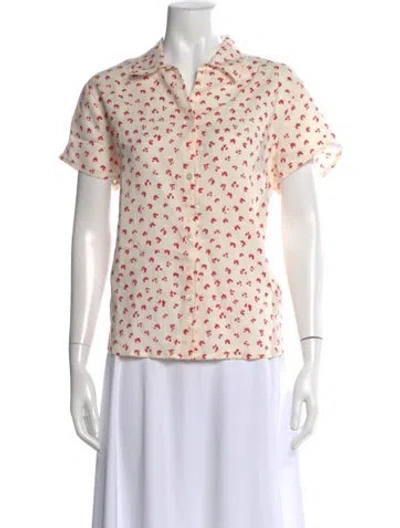 Pre-owned A.p.c. Linen Floral Print Top In Neutral