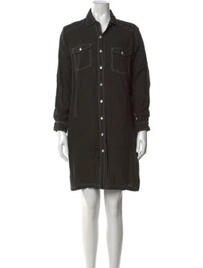 Pre-owned A.p.c. Linen Knee-length Dress In Black