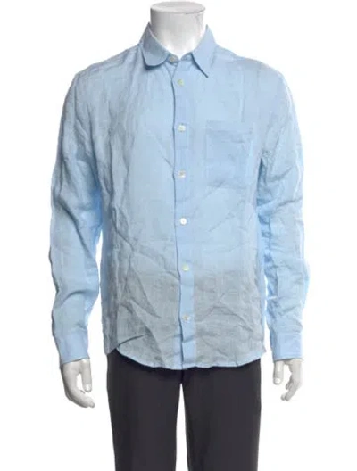 Pre-owned A.p.c. Linen Long Sleeve Dress Shirt In Blue