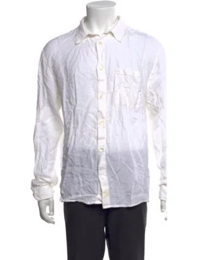 Pre-owned A.p.c. Linen Long Sleeve Dress Shirt In White