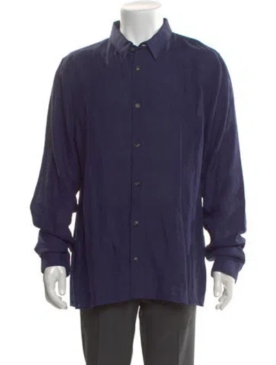 Pre-owned A.p.c. Linen Long Sleeve Shirt In Blue